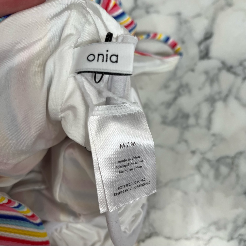 ONIA Lila One Piece Swimsuit Multicolored Rainbow Striped O-Ring Small/Medium - Picture 12 of 14